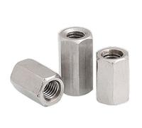 2pc M6 M8 Hex Coupling Nut Rod 304 Stainless Steel Long Hexagonal Nut Connection Thread Nut Fit Blot All-Thread Bar Stud M6x20(2pcs M8x24)