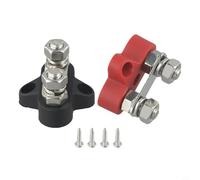 2PC M8 Dual Connection Battery Terminal 12-48V for Car, Marine, RV, and Trailer - Red & Black Busbar Clamp with Stainless Steel Screw and N