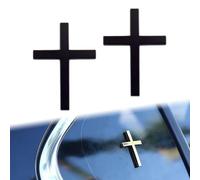 2PC Metal Christmas Cross Emblem Sticker, 3D Car Cross Sticker, 3D Dimensional Metal Decorations for Car Laptops Refrigerator Luggage Motorcycle (Black)