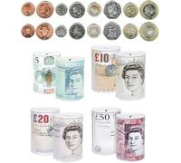 2PC -Money Tin - Pound Notes Design - Money Saving Tin - Printed Bank Note - 5,10,20,50 Pounds Notes Tin Assorted Design Small 10.2 to 15cm