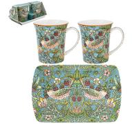 2Pc Mugs With Serving Tray William Morris Strawberry Thief Gift Set Tea Party