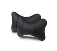 (2PC-No logo-Black) 2Pcs Car Neck Pillow Pu Leather Seat Support Headrest Embroidery For Kia