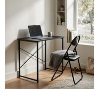 Black/Black Wooden Computer Desk & Chair Set - By Harbour Housewares
