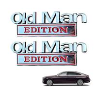 2PC Old Man Edition 3D Emblems, Car Badges Emblem, 3D Metal Emblem Decal Car Nameplate Sticker for Old Man, Sticker Badge Decoration Decal, Truck Emblems for Cars Side Rear Tailgate Bumper (B)