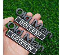 2pc Old Man Edition 3D Metal Car Emblem Fender Rear Tailgate Bumper Badge Nameplate Sticker Decal (Black White)