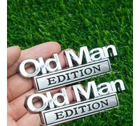 2pc Old Man Edition 3D Metal Car Emblem Fender Rear Tailgate Bumper Badge Nameplate Sticker Decal (Silver Black)