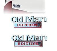 2PC Old Man Edition Car Emblem, 3D Metal Rustproof Badge Car Funny Bumper Stickers, Waterproof Fender Cars Emblem, For Cars Truck Motorcycle Fits Fender Sticker Metal (B)