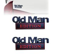2PC Old Man Edition Car Emblem, 3D Metal Rustproof Badge Car Funny Bumper Stickers, Waterproof Fender Cars Emblem, For Cars Truck Motorcycle Fits Fender Sticker Metal (C)
