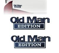 2PC Old Man Edition Car Emblem, 3D Metal Rustproof Badge Car Funny Bumper Stickers, Waterproof Fender Cars Emblem, For Cars Truck Motorcycle Fits Fender Sticker Metal (D)