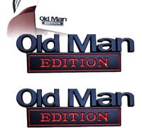 2pc Old Man Edition Car Emblem,3D Metal Sticker Badge,Funny Edition Nameplate Decal for Side Rear Tailgate Bumper,Car Waterproof Rustproof Adhesive,Easy to Apply, for Cars Truck Side (B)