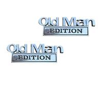 2Pc Old Man Edition Car Emblem,3D Metal Sticker Badge,Rustproof Decal Nameplate Sticker for Old Man, Truck Emblems for Side Rear Tailgate Bumper Hood Door Window Fenders