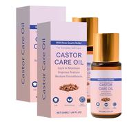 2PC Organic Castor Oil with Rose Quartz Roller, Organic Castor Oil Roll On, Natural Ingredients, Gently Nourishes Skin