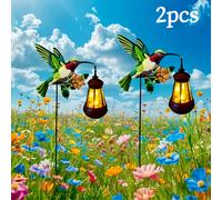 (2PC Palace Lanterns Warm White) colorful solar powered hummingbird lanterns, beautiful solar garden decoration lights, hanging green hummingbird decoration lights
