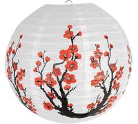 2pc Paper Lampshade Hanging Light Shade 30cm, Oriental Ribbed Japanese Ceiling Fixture with Cherry Blossom & Floral Patterns, Perfect for Home Lighting, Wedding,Party & Boho Decor (2pcsPlum_01)