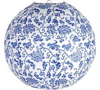 2pc Paper Lampshade Hanging Light Shade 40cm, Oriental Ribbed Japanese Ceiling Fixture with Cherry Blossom & Floral Patterns, Perfect for Home Lighting, Wedding, Party Decor (Blue Porcaline 2pc)