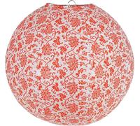 2pc Paper Lampshade Hanging Light Shade 40cm, Oriental Ribbed Japanese Ceiling Fixture with Cherry Blossom & Floral Patterns, Perfect for Home Lighting, Wedding, Party Decor (Red Porcelain Flower 2pc)
