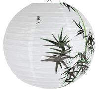 2pc Paper Lampshade Hanging Light Shade 40cm, Oriental Ribbed Japanese Ceiling Fixture with Cherry Blossom & Floral Patterns, Perfect for Home Lighting, Wedding, Party Decor (Bamboo 2pc)