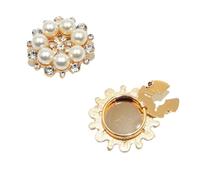 2pc Pearl Rhinestone Cufflinks Button Covers Clothing Decoration Cute Sleeve Clip Women Cuff Links(Gold)
