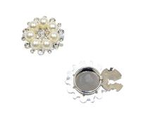 2pc Pearl Rhinestone Cufflinks Button Covers Clothing Decoration Cute Sleeve Clip Women Cuff Links(Silver)