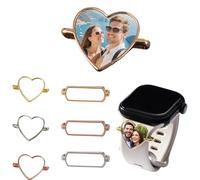 2PC Personalized Sublimation Watch Charm Accessories, Custom Heat Transfer Photo Picture Sublimation Watch Charms, Heart Shape DIY Craft for Smartwatch Bands Accessories for Women Men (Rose Gold, B)