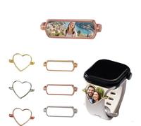 2PC Personalized Sublimation Watch Charm Accessories, Custom Heat Transfer Photo Picture Sublimation Watch Charms, Heart Shape DIY Craft for Smartwatch Bands Accessories for Women Men (Rose Gold, A)