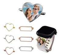 2PC Personalized Sublimation Watch Charm Accessories, Custom Heat Transfer Photo Picture Sublimation Watch Charms, Heart Shape DIY Craft for Smartwatch Bands Accessories for Women Men (Silvery-2)