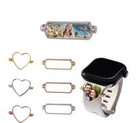 2PC Personalized Sublimation Watch Charm Accessories, Custom Heat Transfer Photo Picture Sublimation Watch Charms, Heart Shape DIY Craft for Smartwatch Bands Accessories for Women Men (Silvery-1)