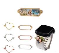2PC Personalized Sublimation Watch Charm Accessories, Custom Heat Transfer Photo Picture Sublimation Watch Charms, Heart Shape DIY Craft for Smartwatch Bands Accessories for Women Men (Gold, A)
