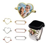 2PC Personalized Sublimation Watch Charm Accessories, Custom Heat Transfer Photo Picture Sublimation Watch Charms, Heart Shape DIY Craft for Smartwatch Bands Accessories for Women Men (Gold-2)