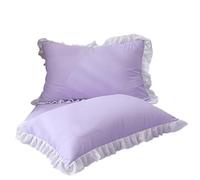 2pc Pillowcases With Ruffles Multiple Sizes Pillow Cover Comfortable Pillow Case(Purple,2Pcs 35x55cm)