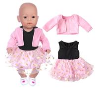 2pc Pink Coat with Dress Baby Doll Clothes for 43cm / 17inch New Born Baby Dolls (No Doll)