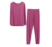 2PC Pjs for Women Sets UK Plus Size Top & Bottom Set Winter Warm Plus Velvet Thickened AB Surface Wool Self Heating Thermal Underwear Thin Cotton Long Sleeve Seamless Base Set Daily Essentials Sales