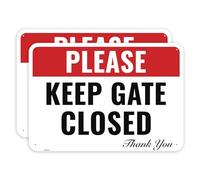 2PC Please Keep Gate Closed Sign, 10 x 7 Inches - Aluminum - Please Close Gate Thank You Sign