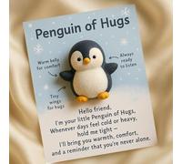2PC Pocket Hug Penguin with Greeting Cards,Valentine's Day PocketHug Token Gifts,A Token Pocket Little Lo PenguinHug,Penguin