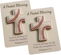 2Pc Pocket Hugs Baseball Cross Edition | A Pocket Blessing Card | Christmas Pockets Blessings Gift with Encouragement Card | Handmade Baseball Stitching Cross Gift for Sports Lovers