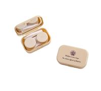 2pc Portable Travel Contact Lens Case with Mirror Care Kit Matte Solid Color Minimalist Storage Box Eye Organizer(Beige)