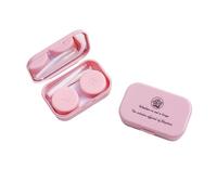 2pc Portable Travel Contact Lens Case with Mirror Care Kit Matte Solid Color Minimalist Storage Box Eye Organizer(Pink)