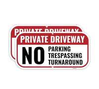 2PC Private Driveway No Turnaround Sign, 12 x 6 Inches - Aluminum - No Parking No Trespassing Private Drive No U Turn Sign