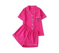 2PC Pyjama Set for Women Casual Comfy Pyjamas Sleepwear Set Ladies Soft Loungewear Pjs Short Sleeve Pajamas Shorts Pj Set 21st Birthday Gifts for Her,Hot Pink,XL,U694W