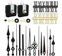 2Pc Quartz Clock Movement Kit for Wall Clock Projects Battery Operated Clock Mechanism with 56 Hand Options for Hobbyists and Makers (A)