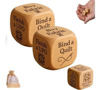 2PC Quilter's Dice | 1.96 in Wooden Quilting Dice Game | Sewing Decision Dices Games with 6 Engraved Quilting Tasks | Wooden Blocks Quilter Dices Sewings Gift for Women, Sewists & Craft Lovers