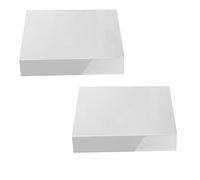 2pc Reflective Floating Shelf 30 x 23cm High Gloss Wall Decoration for Bedroom Kitchen No-Show Bracket [White]