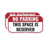 2PC Reserved Parking Sign, 12 x 6 Inches - Aluminum - No Parking This Space Is Reserved Metal Sign - Private Parking