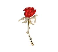 2pc Rhinestone Red Rose Flower Brooches
