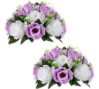 2pc Road Flower Main Table Flower Simulation Silk Flower Simulation Flower Ball Wedding Car Staircase Decoration Wedding Supplies Props Artificial Flowers for Outdoors Hanging (Purple, One Size)