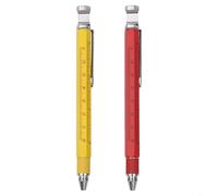 2PC Roller Ball Pen Set with Measuring Capabilities, Includes Level and Ruler for Writing and Measurement (red yellow)