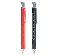 2PC Roller Ball Pen Set with Measuring Capabilities, Includes Level and Ruler for Writing and Measurement (blue silver)