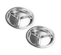 2Pc Round Plates Stainless Steel Dishes Dinner Plate Camping Metal Plates Tableware Metal Camping Plates For Enjoying Meals Anywhere
