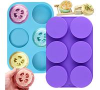 2pc Round Soap Molds for Soap Making 4oz Large Size 6 Cylinder Silicone Molds for Loofah Soap Bath Bombs Shower Steamer Lotion Bars