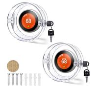 2PC Round Thermostat Lock Box with Key,2026 Upgrade Model, Clear Wall Universal Thermostat Guard Cover, Fits Round Nest Thermostat (5.31" x 5.31" x 1.96") or Smaller